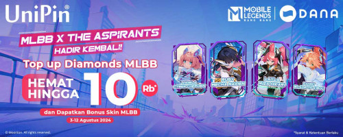 Top Up Diamonds MLBB di UniPin Bisa Hemat Rp 10,000! Mainkan Lucky Draw di MLBB Dapatkan Skin Layla, Fanny, Angela & Ruby Sekarang Juga!